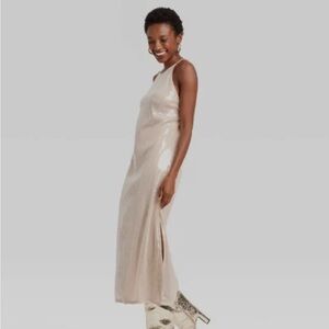 a new day chic sequined halter beige Dress